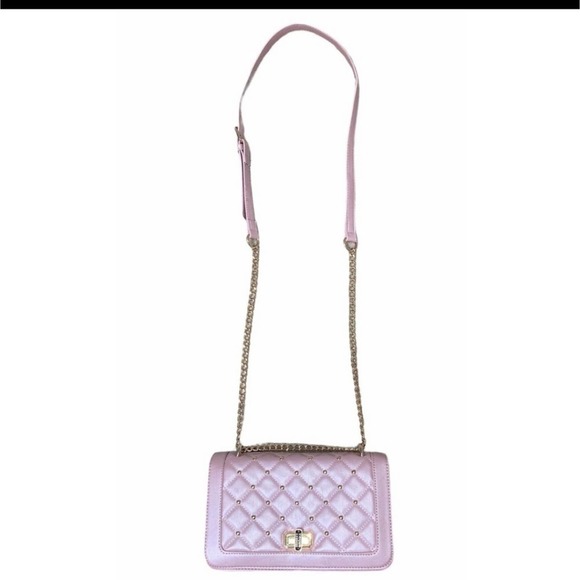 NWT BADGLEY MISCHKA PINK/GOLD QUILTED CROSSBODY BAG - Picture 3 of 8